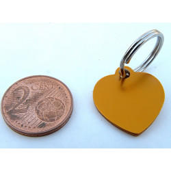 Médaille gravée coeur orange pour Chaton, Chiot  gravure 2 faces