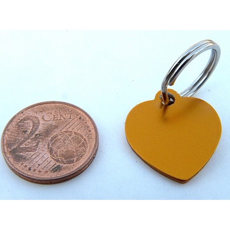Médaille gravée coeur orange pour Chaton, Chiot  gravure 2 faces