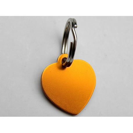 Médaille gravée coeur orange pour Chaton, Chiot  gravure 2 faces