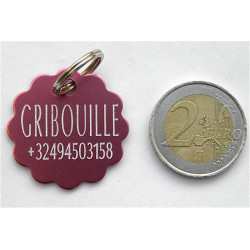 Médaille gravée fleur rose grand Chien gravure 2 faces Ft 32 mm