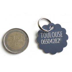 Médaille gravée fleur argentée grand Chien gravure 2 faces Ft 32 mm