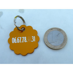 Médaille gravée fleur orange grand Chien gravure 2 faces Ft 32 mm 2