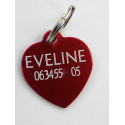 Médaille gravée coeur rouge pour grand chien gravure 2 faces
