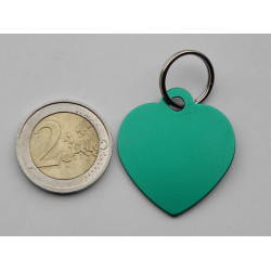 Médaille gravée coeur vert pour grand chien gravure 2 faces 2