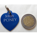 Médaille gravée coeur bleu pour grand chien gravure 2 faces