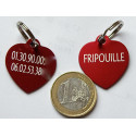 Médaille gravée coeur rouge pour chien moyen gravure 2 faces