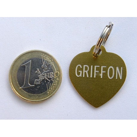 Médaille gravée coeur doré pour chien moyen gravure 2 faces