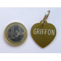 Médaille gravée coeur doré pour chien moyen gravure 2 faces