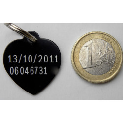 Médaille gravée coeur noir pour chien moyen gravure 2 faces