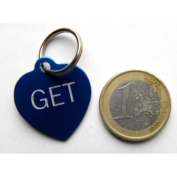 Médaille gravée coeur bleu pour chien moyen gravure 2 faces