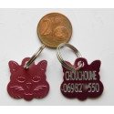 Médaille "tete de chat" rose pour Chaton personnalisable gravure 1 face ft 22x22 mm