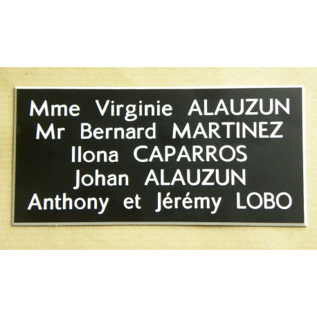 plaque de boite aux lettres, porte, noire format 48 x 100 mm personnalisable 5 lignes