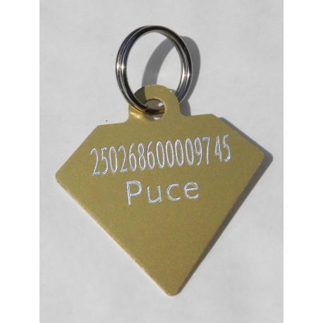 Médaille gravée diamant doré pour grand Chien gravure 2 faces