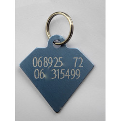 Médaille gravée diamant bleu argenté pour grand Chien gravure 2 faces