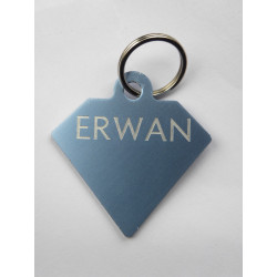 Médaille gravée diamant bleu argenté pour grand Chien gravure 2 faces 2