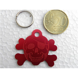 Médaille "corsaire" rouge pour chien moyen gravure 1 face