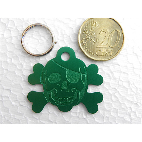 Médaille "corsaire" vert pour chien moyen gravure 1 face