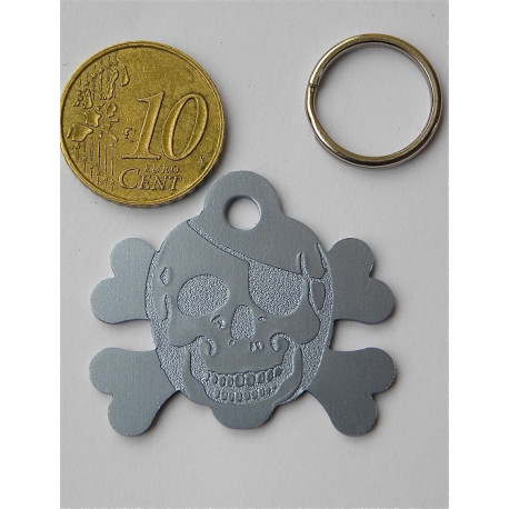 Médaille "corsaire" bleu argenté pour chien moyen gravure 1 face