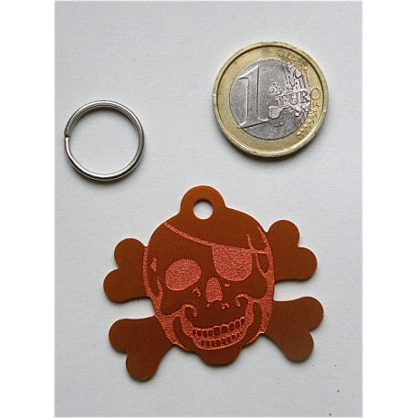Médaille gravée "corsaire" orange pour grand chien gravure 1 face