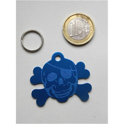Médaille gravée "corsaire" bleu pour grand chien gravure 1 face