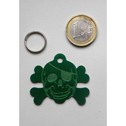 Médaille gravée "corsaire" vert pour grand chien gravure 1 face