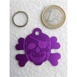 Médaille gravée "corsaire" violet pour grand chien gravure 1 face