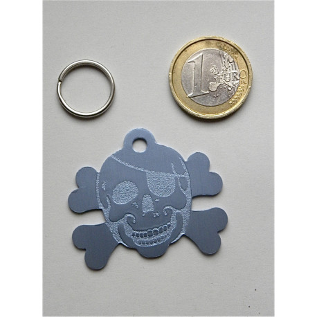 Médaille gravée "corsaire" bleu argenté pour grand chien gravure 1 face