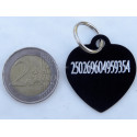 Médaille gravée coeur noire pour grand chien gravure 2 faces
