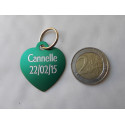 Médaille gravée coeur vert pour grand chien gravure 2 faces