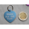 Médaille gravée coeur bleu argenté pour grand chien gravure 2 faces