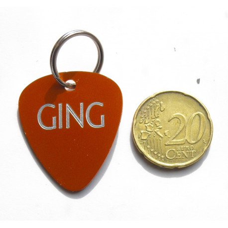 Médaillon chien médiator orange personnalisable gravure