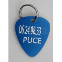 Médaille chien aluminium médiator bleu gravure