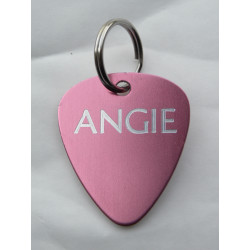 Médaille chien alu médiator rose  gravure personnalisation