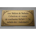 plaque de porte dorée format 48x100 mm personnalisable 4 lignes + enjolivures