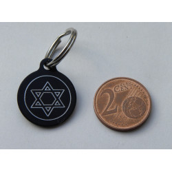 Médaille gravée ronde noire 19 mm "étoile" pour chaton, Chiot gravure 1 face