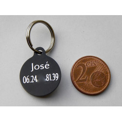 Médaille gravée ronde noire 19 mm "étoile" pour chaton, Chiot gravure 1 face 2