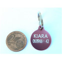 Médaille gravée ronde rose 19 mm "étoile" pour chaton, Chiot gravure 1 face