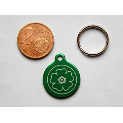 Médaille gravée ronde verte 19 mm "fleur" pour chaton, Chiot gravure 1 face