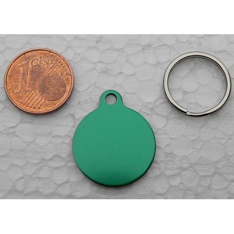 Médaille gravée ronde verte 19 mm "fleur" pour chaton, Chiot gravure 1 face
