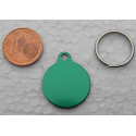 Médaille gravée ronde verte 19 mm "fleur" pour chaton, Chiot gravure 1 face
