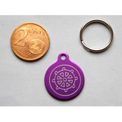 Médaille gravée ronde violette 19 mm "marine" pour chaton, Chiot gravure 1 face