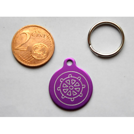 Médaille gravée ronde violette 19 mm "marine" pour chaton, Chiot gravure 1 face