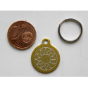Médaille gravée ronde dorée 19 mm "soleil" pour chaton, Chiot gravure 1 face