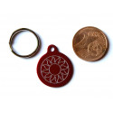 Médaille gravée ronde rouge 19 mm "soleil" pour chaton, Chiot gravure 1 face