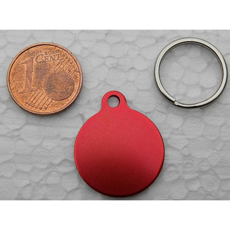 Médaille gravée ronde rouge 19 mm "soleil" pour chaton, Chiot gravure 1 face
