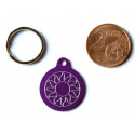 Médaille gravée ronde violette 19 mm "soleil" pour chaton, Chiot gravure 1 face