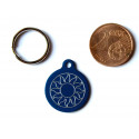 Médaille gravée ronde bleue 19 mm "soleil" pour chaton, Chiot gravure 1 face