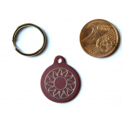 Médaille gravée ronde rose 19 mm "soleil" pour chaton, Chiot gravure 1 face