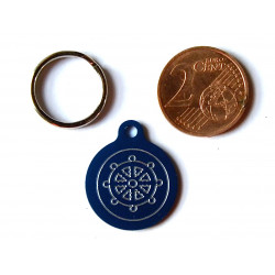 Médaille gravée ronde bleu 19 mm "marine" pour chaton, Chiot gravure 1 face