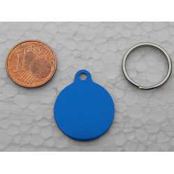 Médaille gravée ronde bleu 19 mm "marine" pour chaton, Chiot gravure 1 face 2